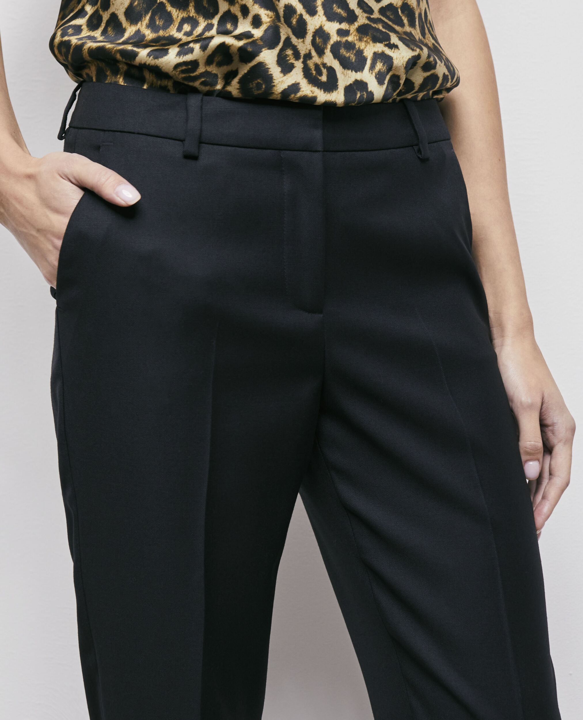 Pantalon de costume en laine noir