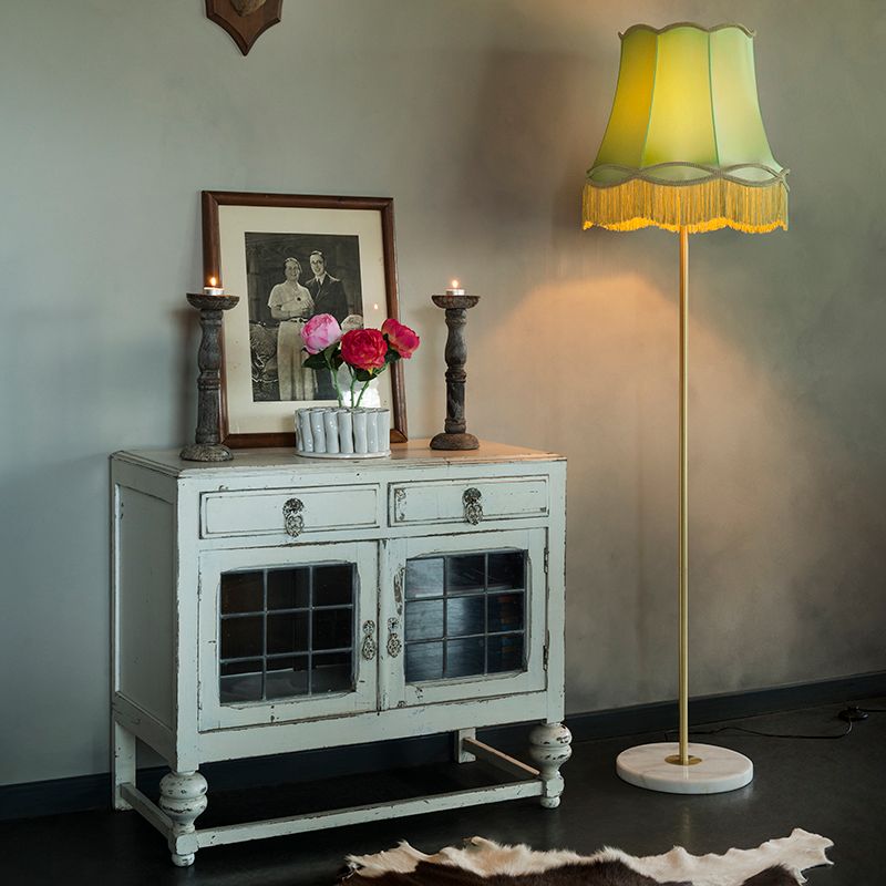 Retro vloerlamp messing met Granny kap groen 45 cm - Kaso