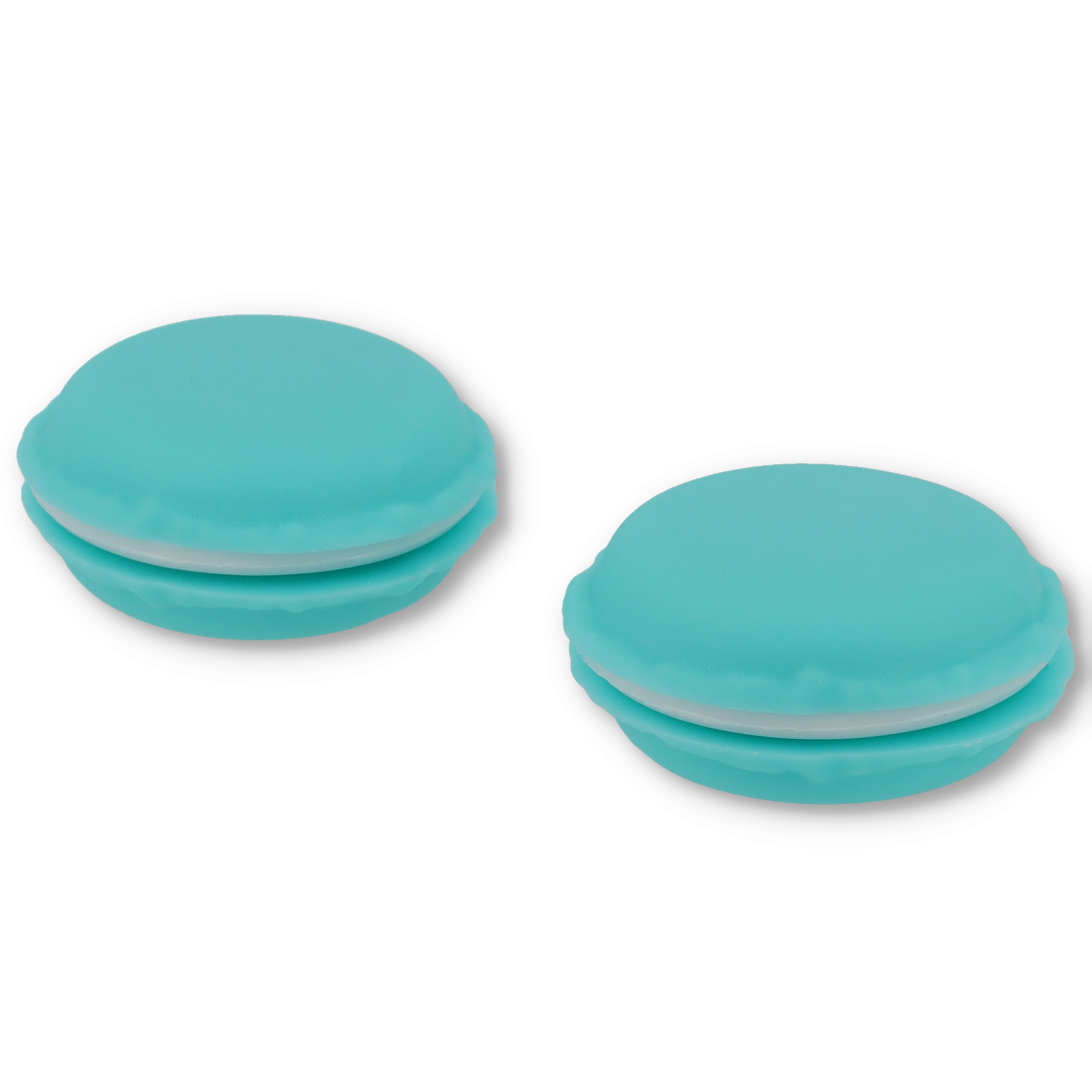 (2er Set) Mini Medikamenten Dosierer Macaron Dosett Tablettenbox Supplements Pillendose Tablettenspender - Türkis