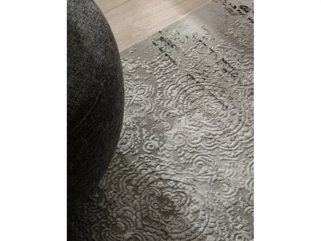 Tapis 240x240 gris noir Davos Charme