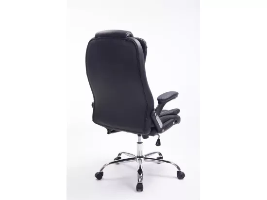 Chaise de bureau - Similicuir & Métal chromé - Noir - Thor
