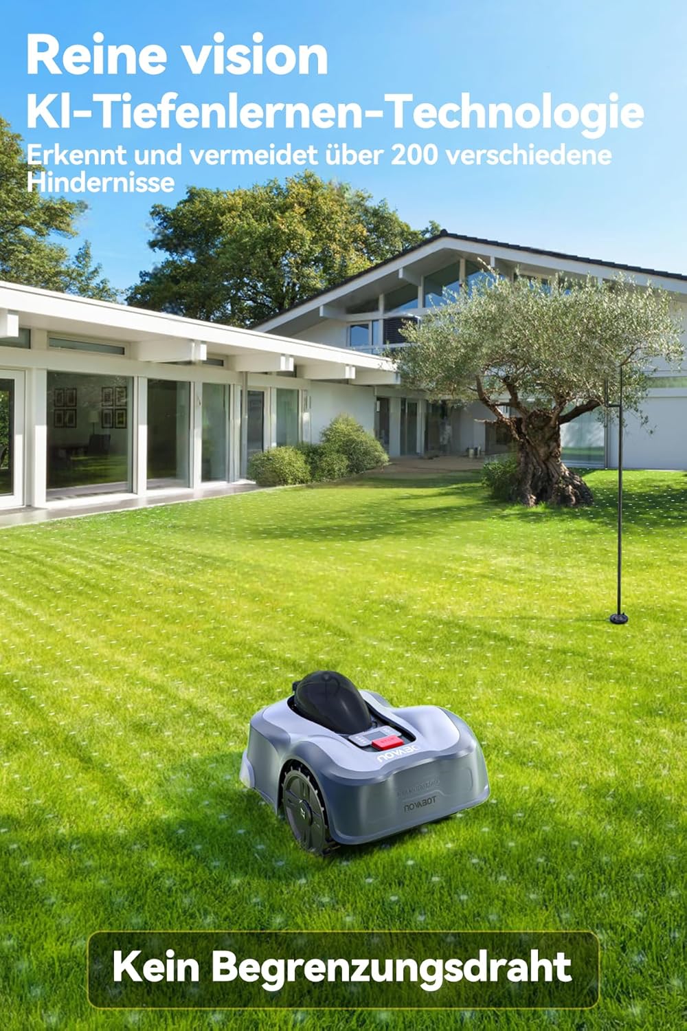 SUNTEK Mähroboter ohne begrenzungskabel AI Vision-Kamera, Rasenmäher Roboter, Max 3000 m², Genaue Hindernisvermeidung, IPX5-Wasserschutz, APP Bedienbar, SRM4300