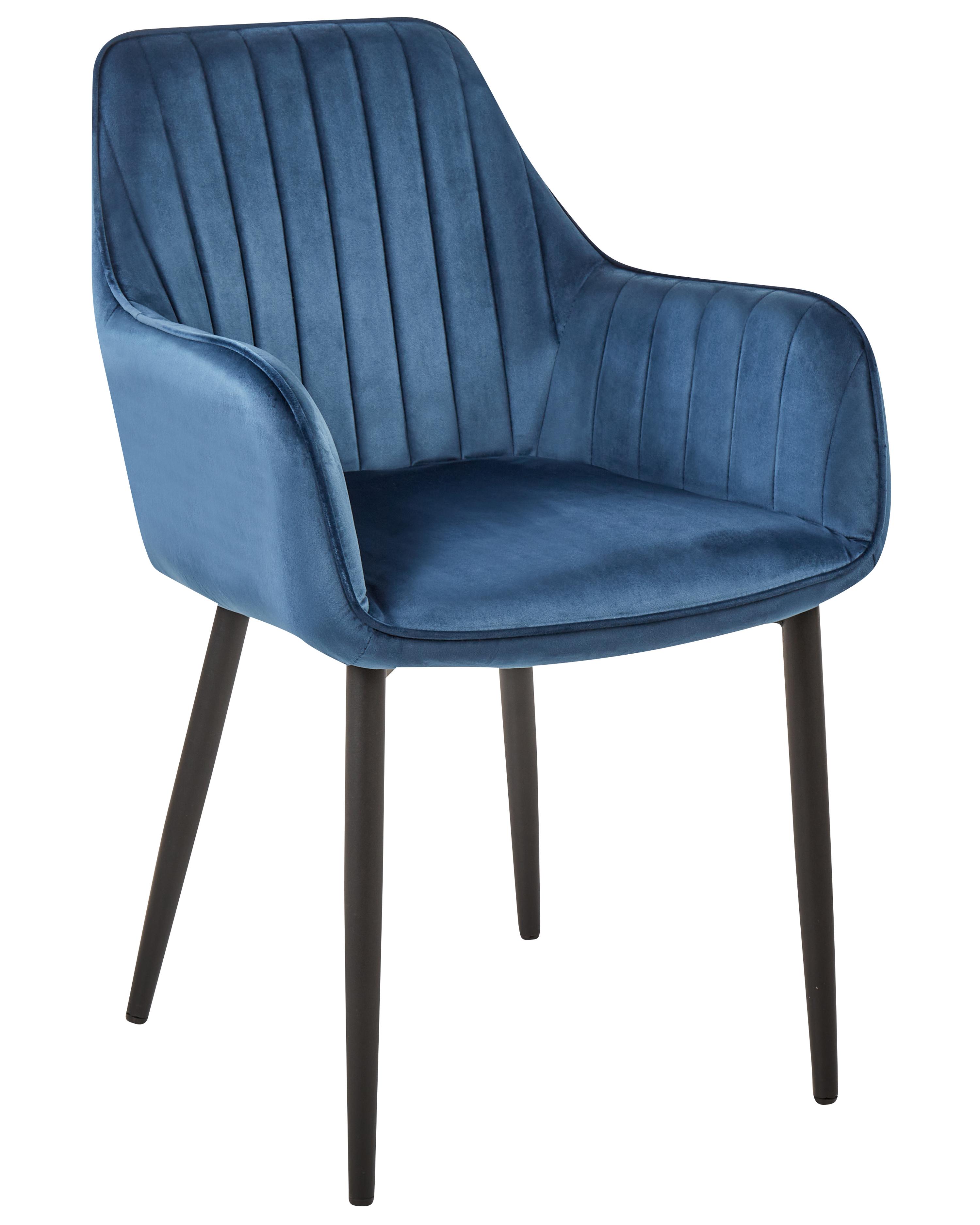Set van 2 eetkamerstoelen WELLSTON Fluweel Donkerblauw