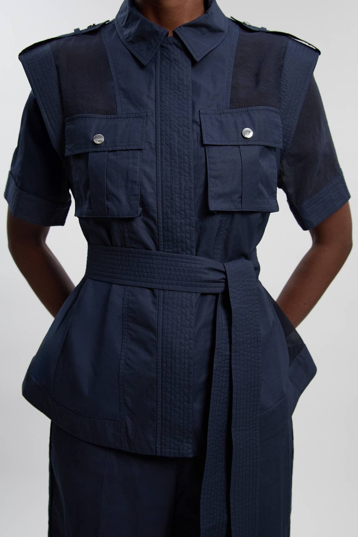KarenMillen Haut Tissé Utilitaire En Organdi Avec Détail De Poche