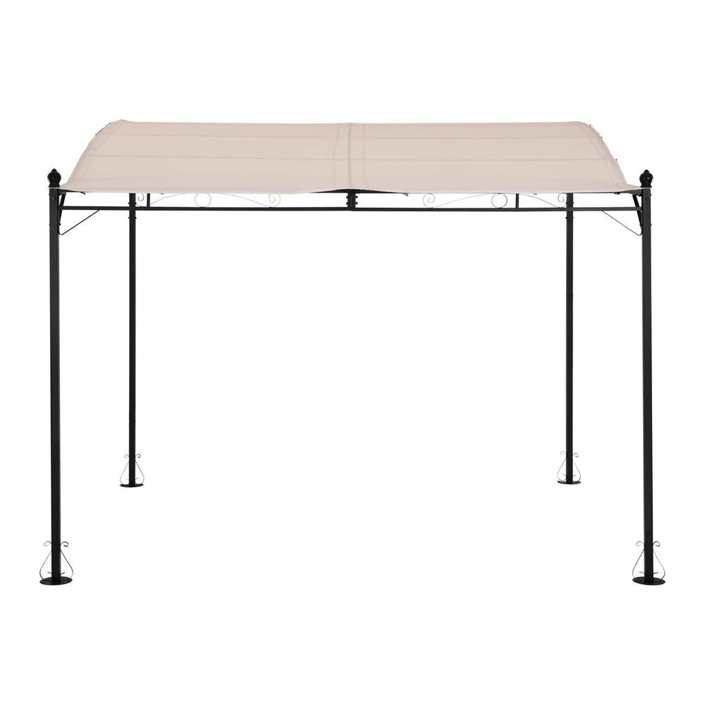 Pergola pavillon barnum tonnelle tente abri gazebo de jardin terrasse beige inclinée crème 2,6 x 3 m