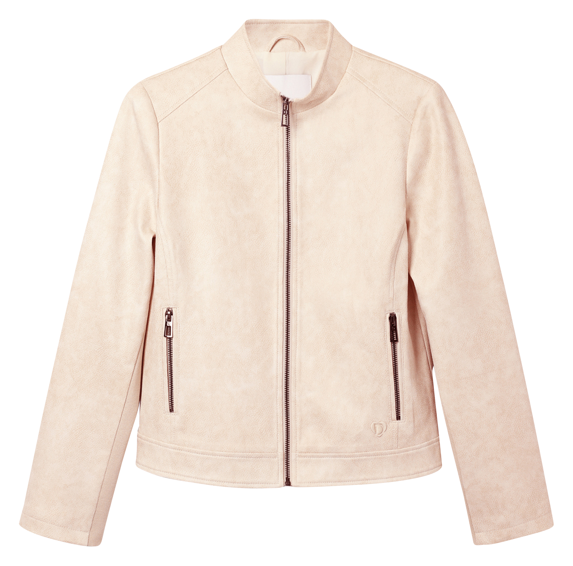 Veste biker col mao ajustée | Blanc