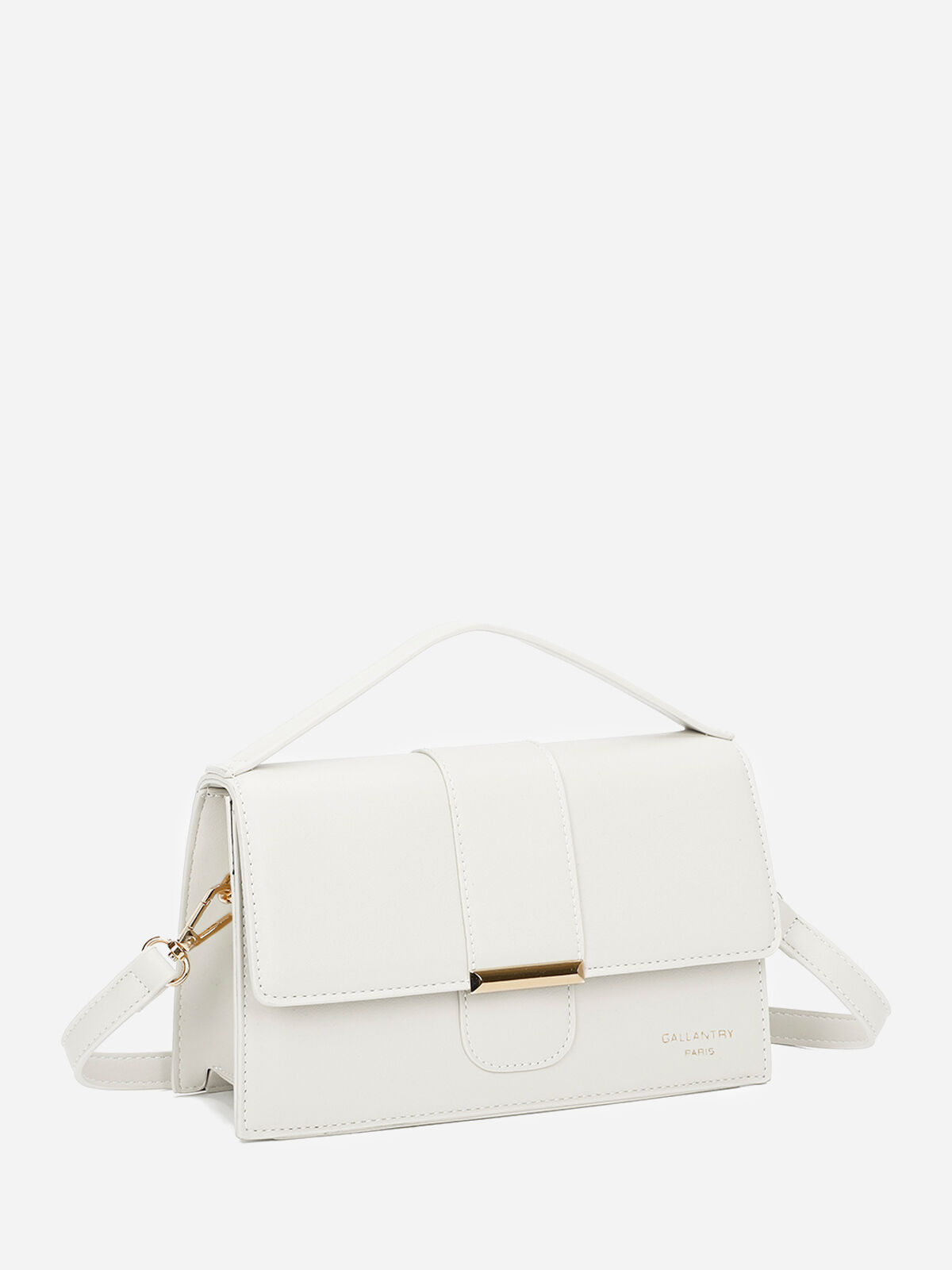 Mini sac rectangle à fermoir doré- Blanc