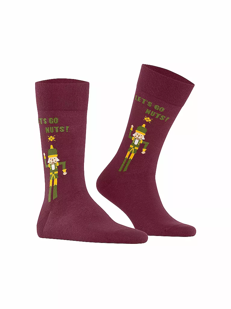 BURLINGTON Herren Socken NUTTY NUTRACKER 40-46 burgundy dunkelrot