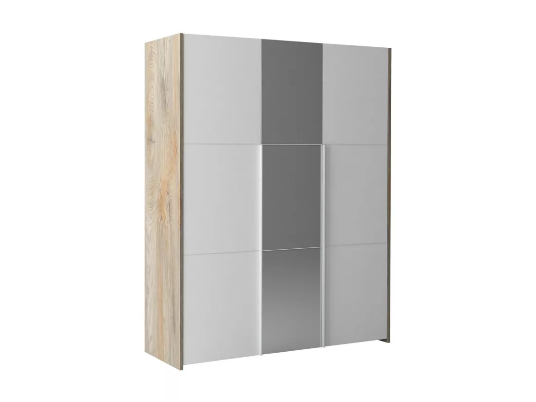 NINO LIGHT - Lit 140x190cm avec Leds et Chevets à Poser + Armoire 3P