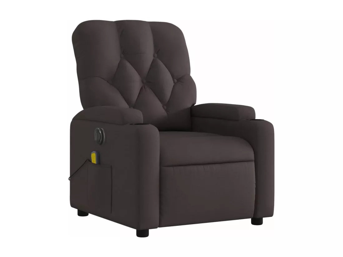 Fauteuil massant inclinable électrique Marron foncé Tissu