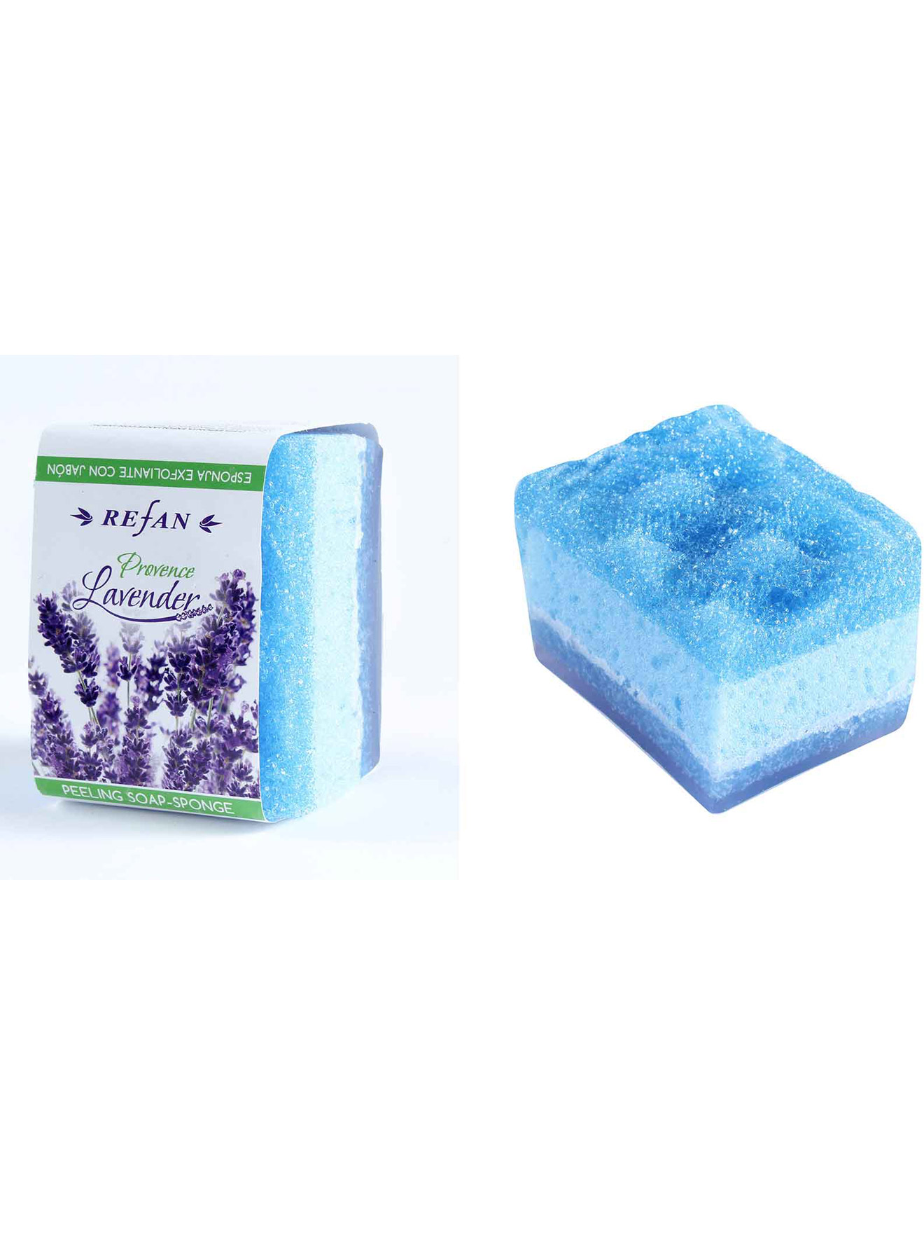 Savon éponge exfoliant à la lavande