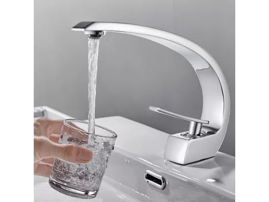 AuraLum Max Robinets de lavabo de salle bains Chromé Robinet mitigeur de salle de bains Robinet de lavabo en laiton Mitigeur de lavabo ,EU Modèle