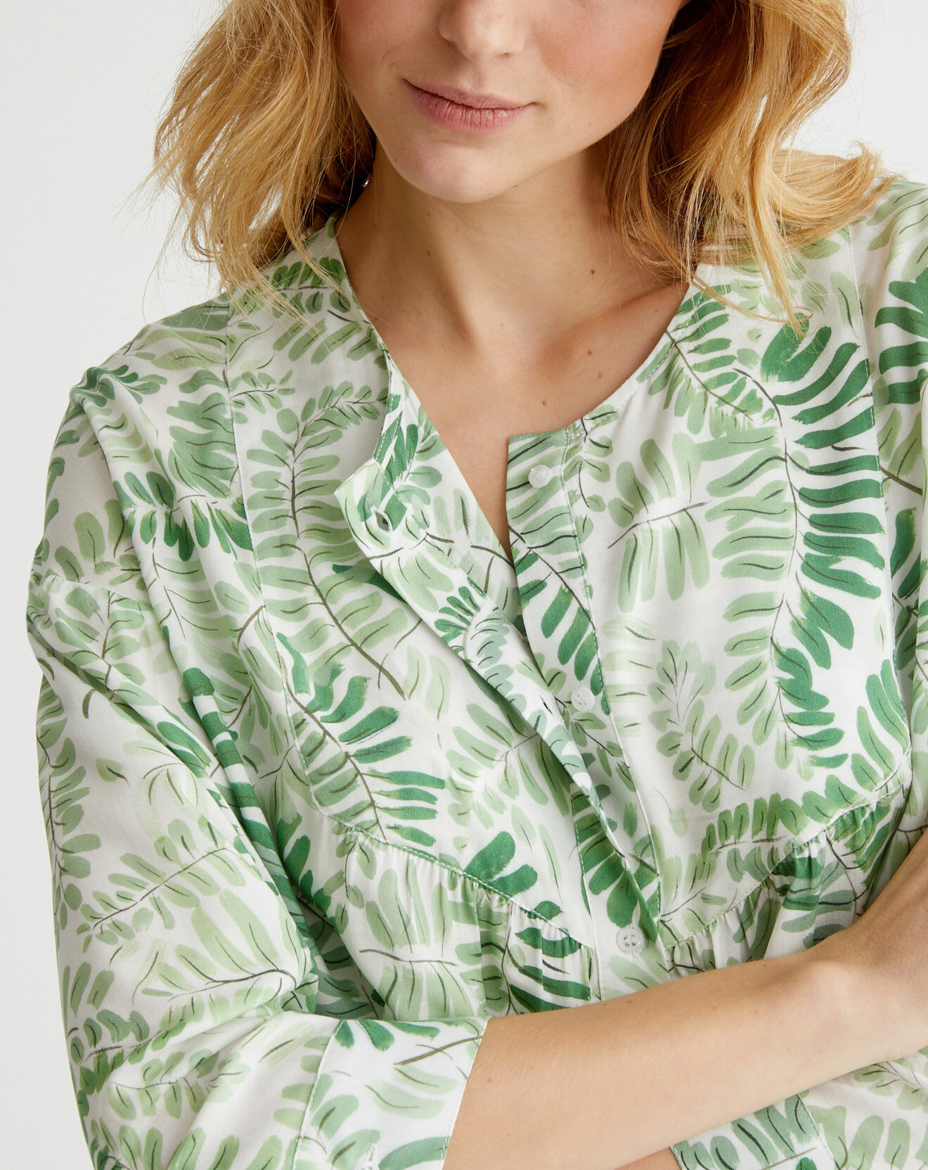 Cyrillus Robe longue imprimée Fougères verte