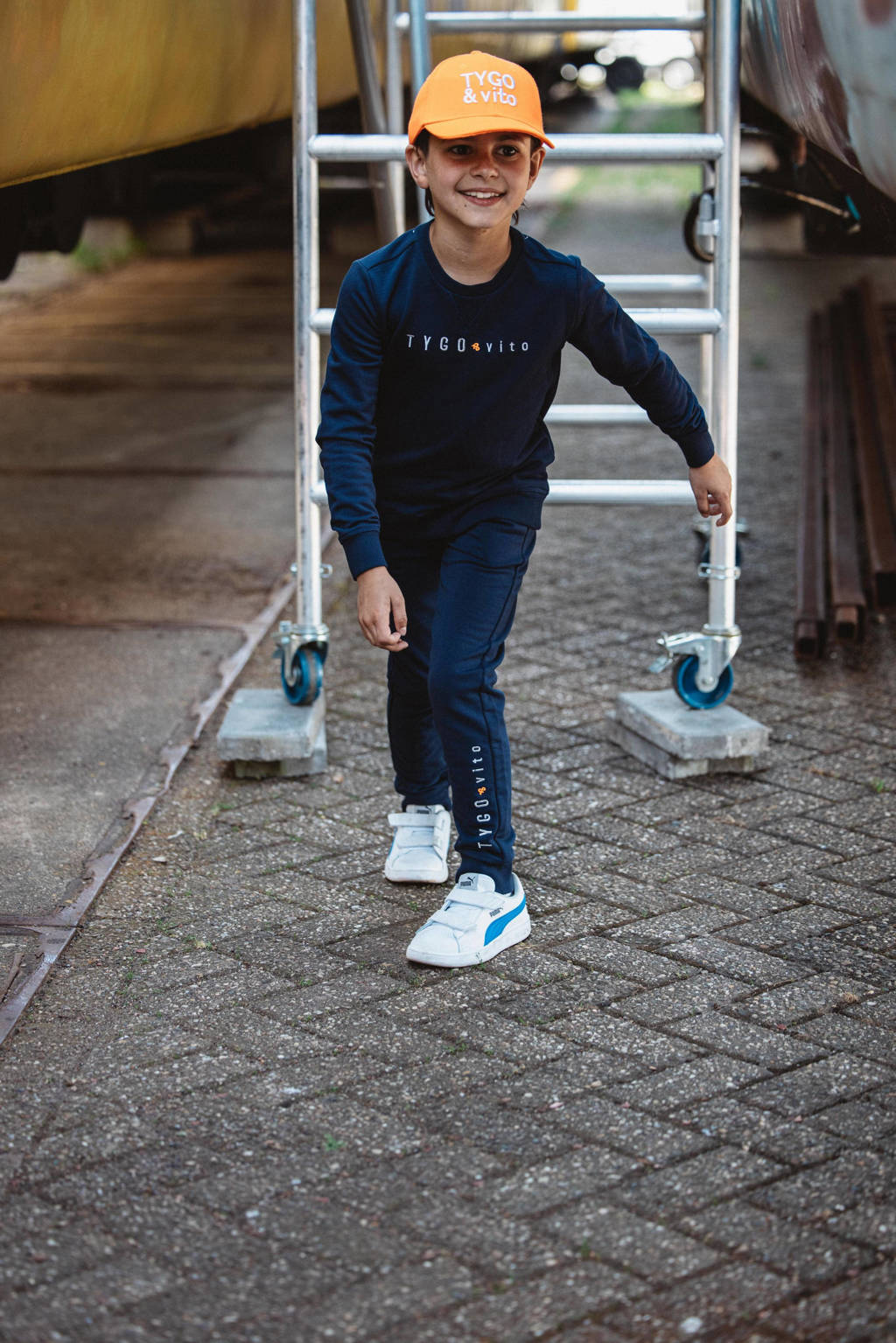 TYGO & vito regular fit joggingbroek donkerblauw