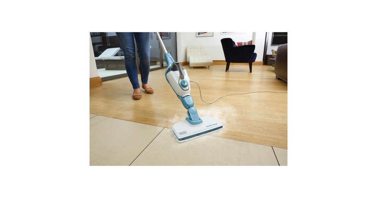 BLACK+DECKERFSMH1321 1600W Steam-mop met 6 accessoires stoomreiniger  (Wit/blauwgrijs)