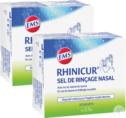 Pack de 2 Rhinicur Sel De Rinçage Nasal Sachets 20x2,5g