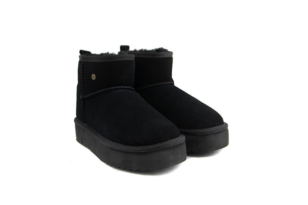 Warmbat Boots Wallaby Plateau Black Suede