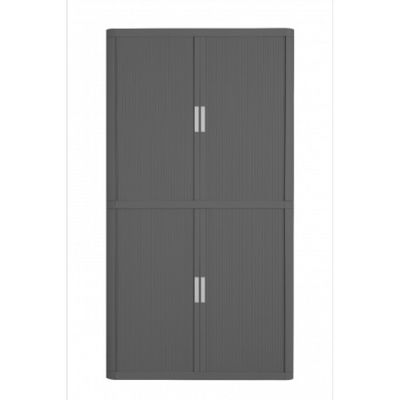 Armoire haute à rideaux EASY OFFICE - 110 x 204 x 41,5 cm - Corps et rideaux anthracite - Poignée grise