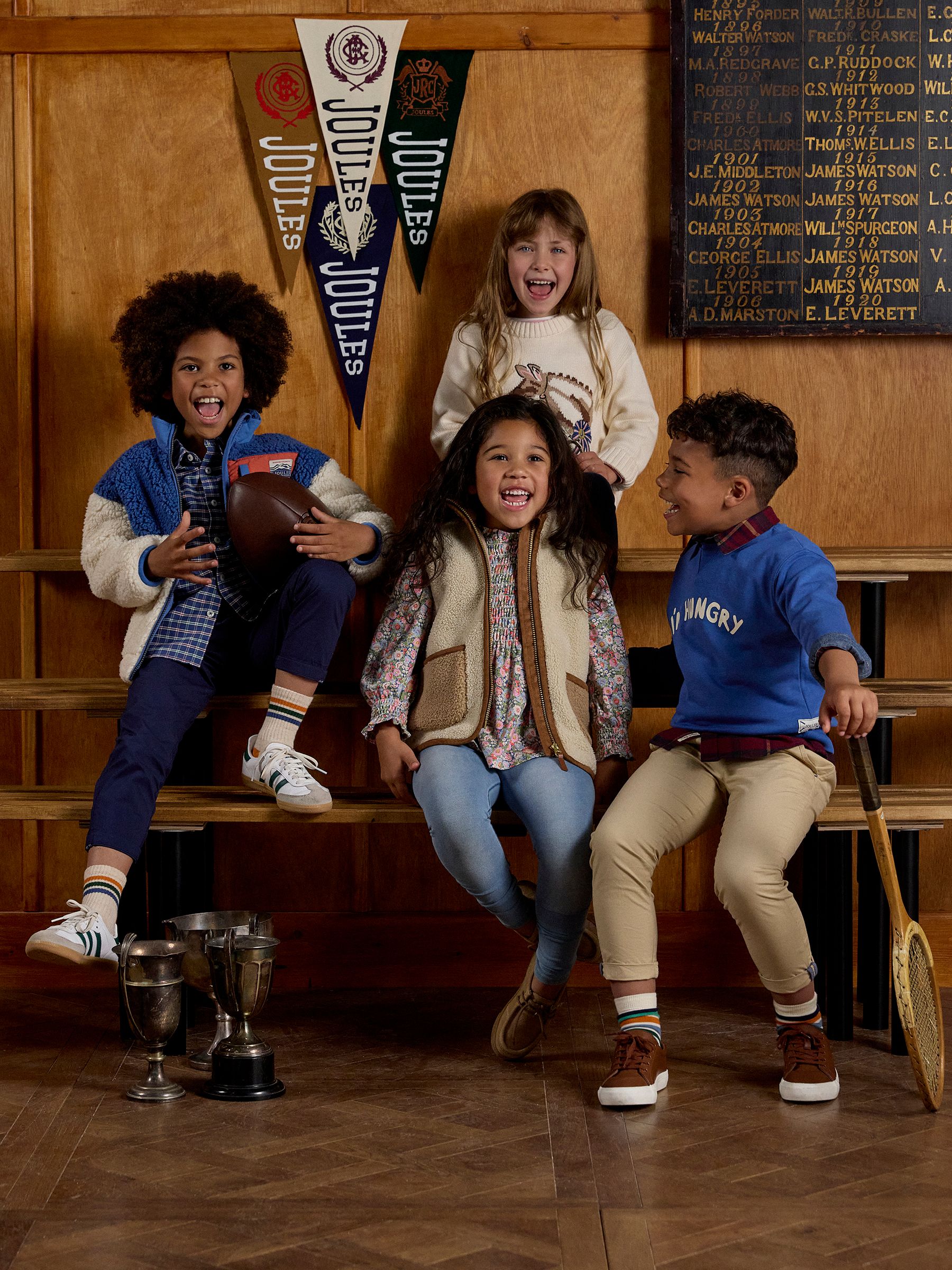 Crème en blauw - Joules Billy fleece met rits voor jongens