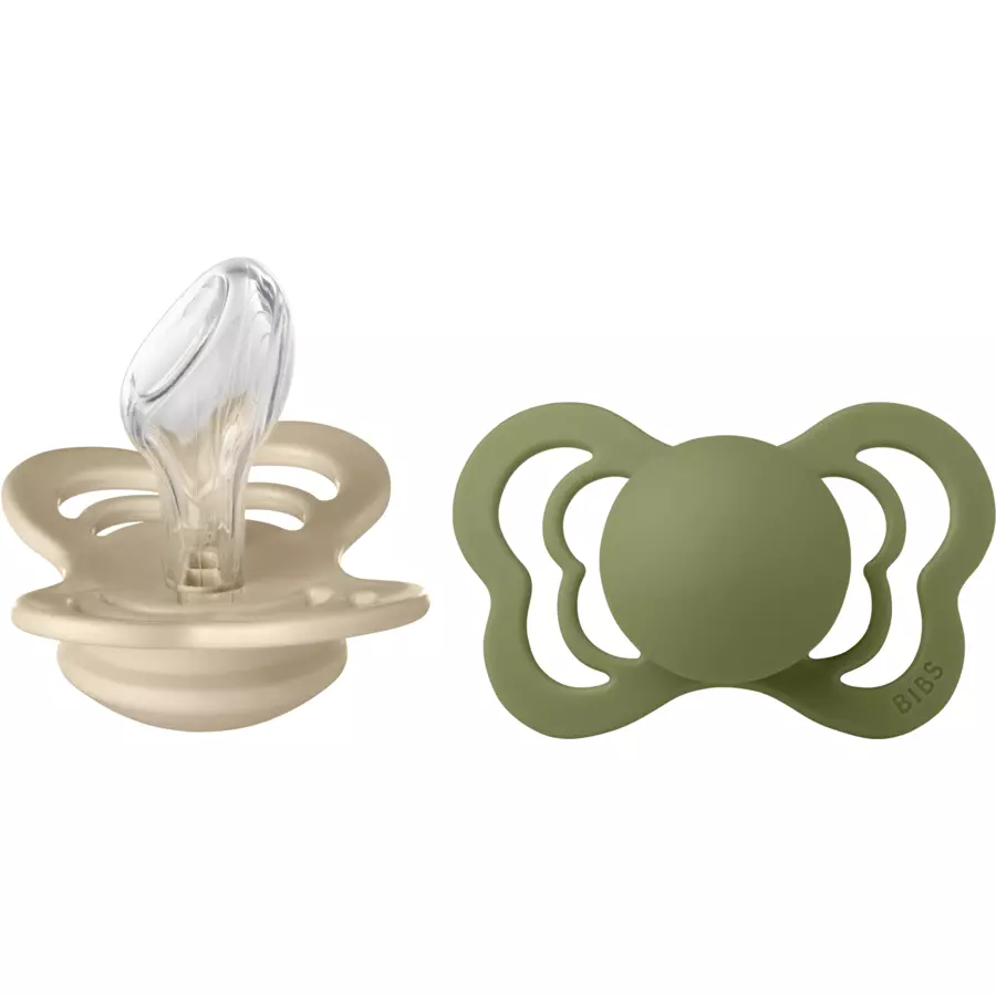 BIBS® Schnuller Couture Olive  Vanilla Silikon 6-36 Monate, 2 Stk.