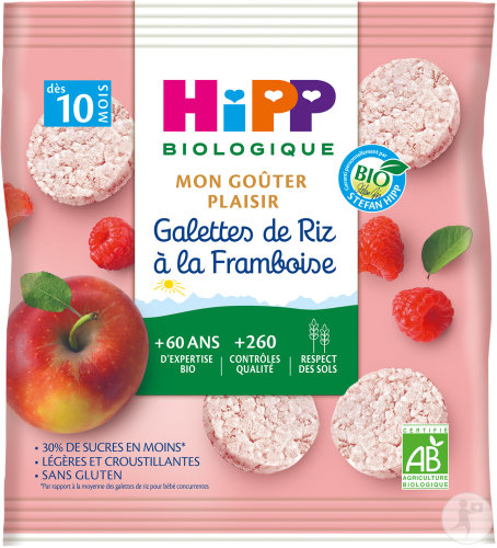HiPP Biologique Mon Goûter Plaisir Galettes De Riz À La Framboise Dès 10 Mois Sachet 30g