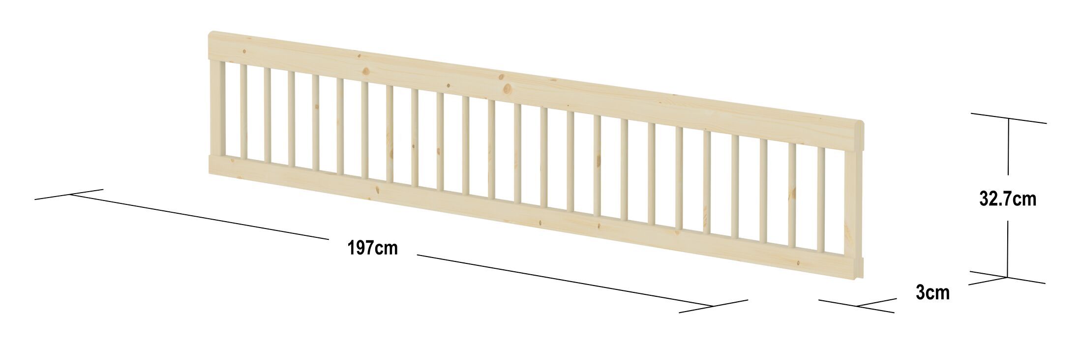 Flexa CLASSIC Absturzsicherung 1/1 - Natur / B: 198.0 cm x T: 3.0 cm x H: 33.0 cm
