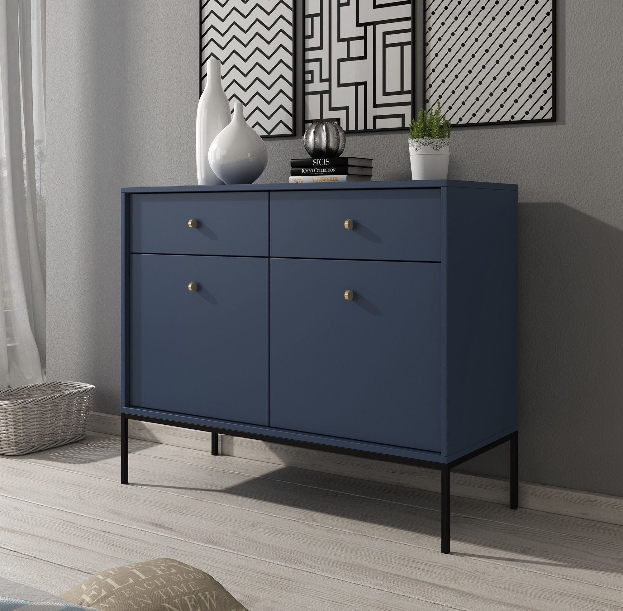 Meubella - Dressoir Moreno - Blauw - 104 cm