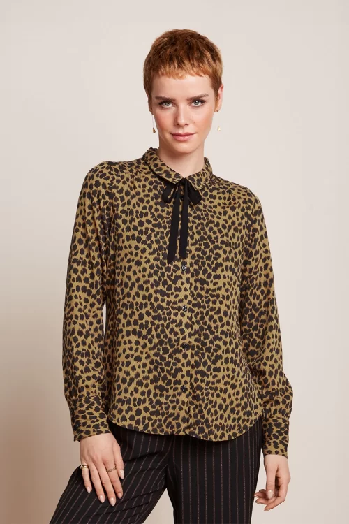 King Louie Ella Tigre blouse in goud bruin