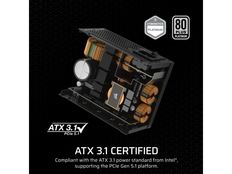 CORSAIR SF Series SF1000 - Strømforsyning (intern) - ATX12V 3.1/ EPS12V - 80 PLUS Platinum - AC 100-240 V - 1000 Watt - Europa