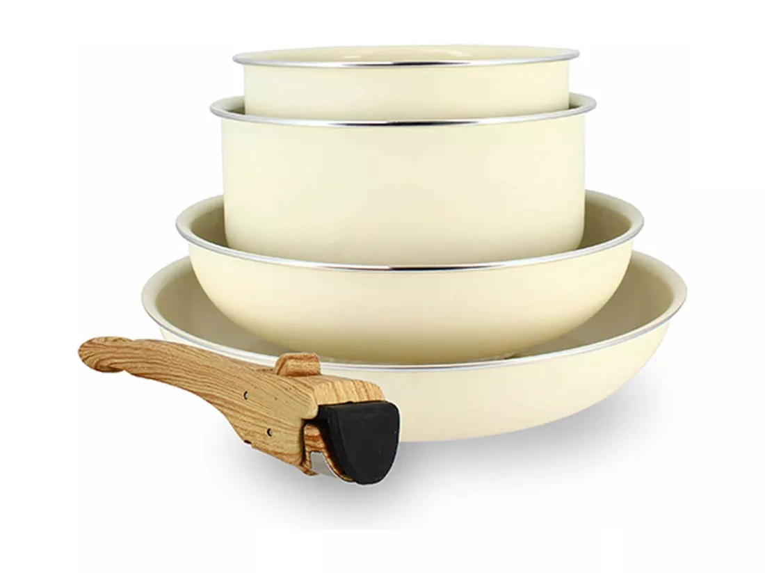 Menastyl - Set De 5 Pieces Cuisson En Aluminium Recycle Creme