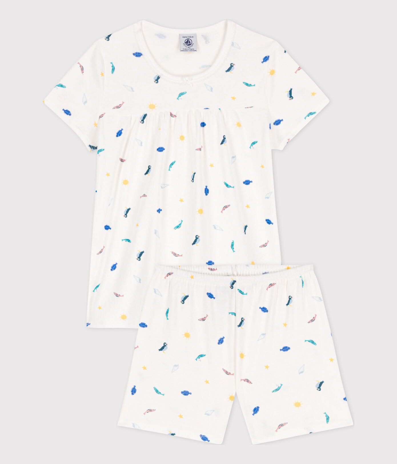 Pyjacourt animaux marins en coton petite fille