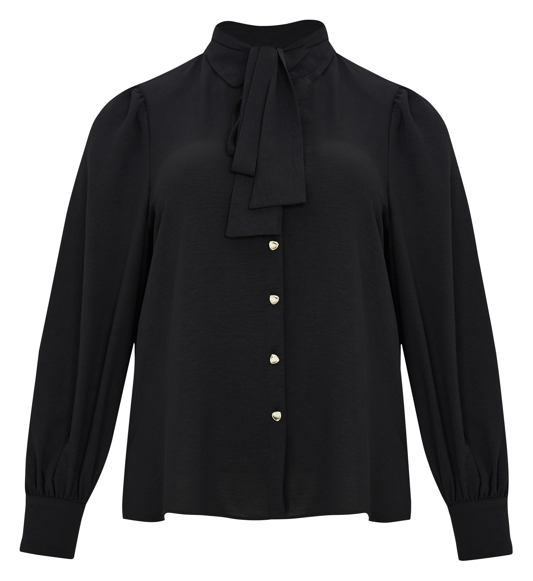 Blouse col lavallière à boutons | Noir