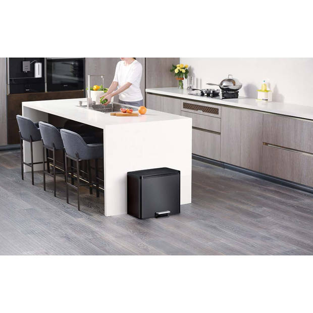 EKO Essential Recycler pedaalemmer afvalscheider - 3 x 9L - zwart