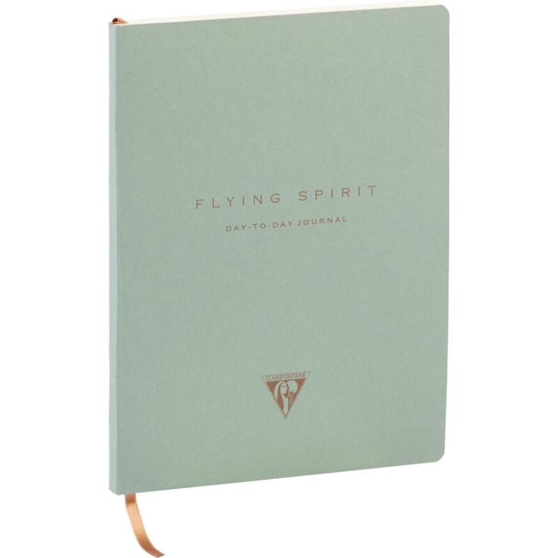 Flying Spirit, Green, DaytoDay journal 19x25 cm, 192 pages, dot, pochette à soufflet au dos, marquepage, fermeture élastique, ass. - Vert de gris