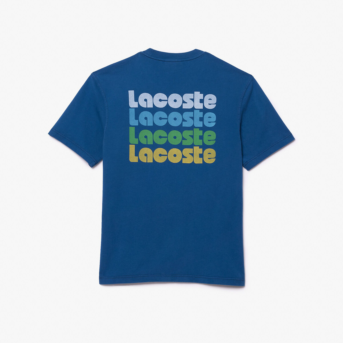 Camiseta LACOSTE de gola redonda em malha, com logo nas costas.