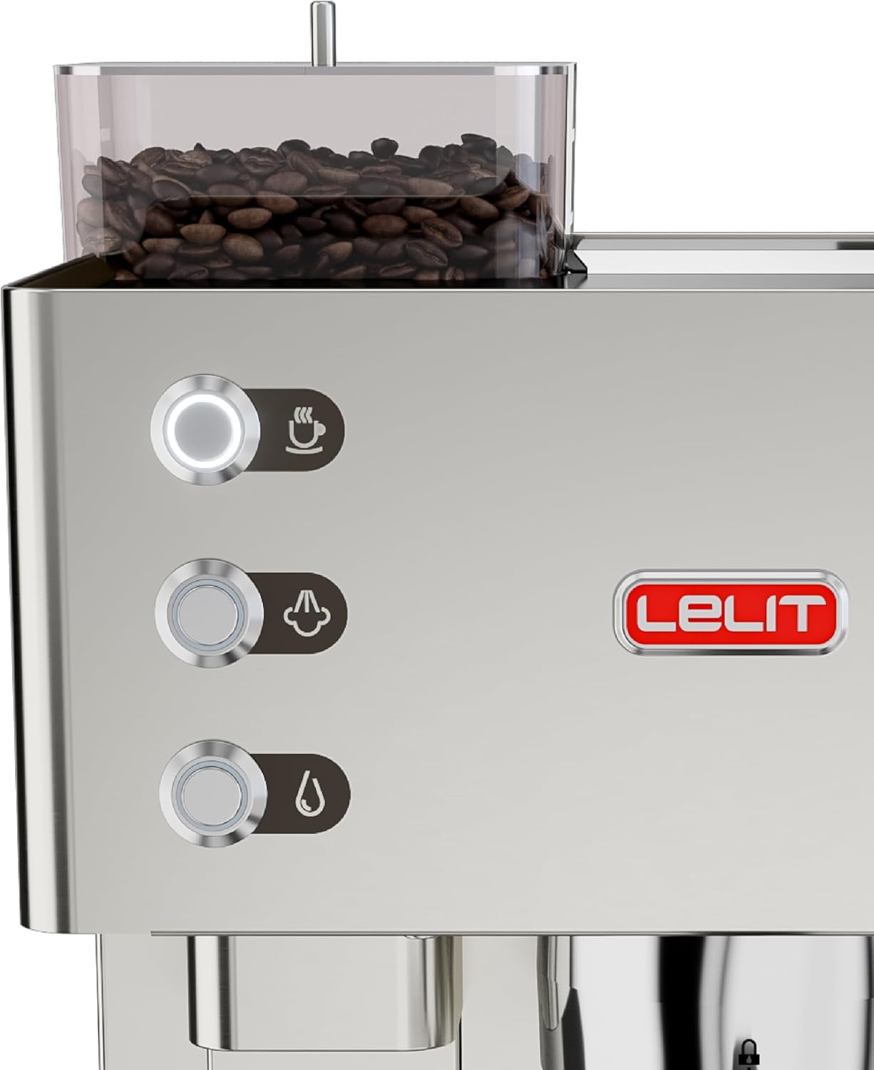 LELIT Kate Kaffeemaschine - Mit Milchaufschäumer und Mahlwerk - LCC Display für präzise Einstellungen - Silber
