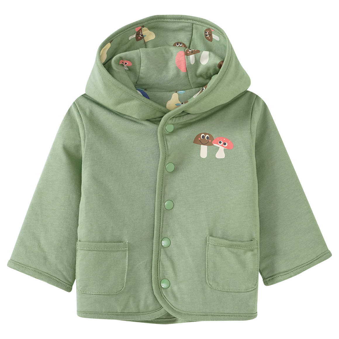 Topomini Newborn Wendejacke aus Bio-Baumwolle grün