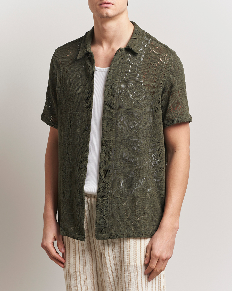 Les Deux Hector Lace Short Sleeve Shirt Green