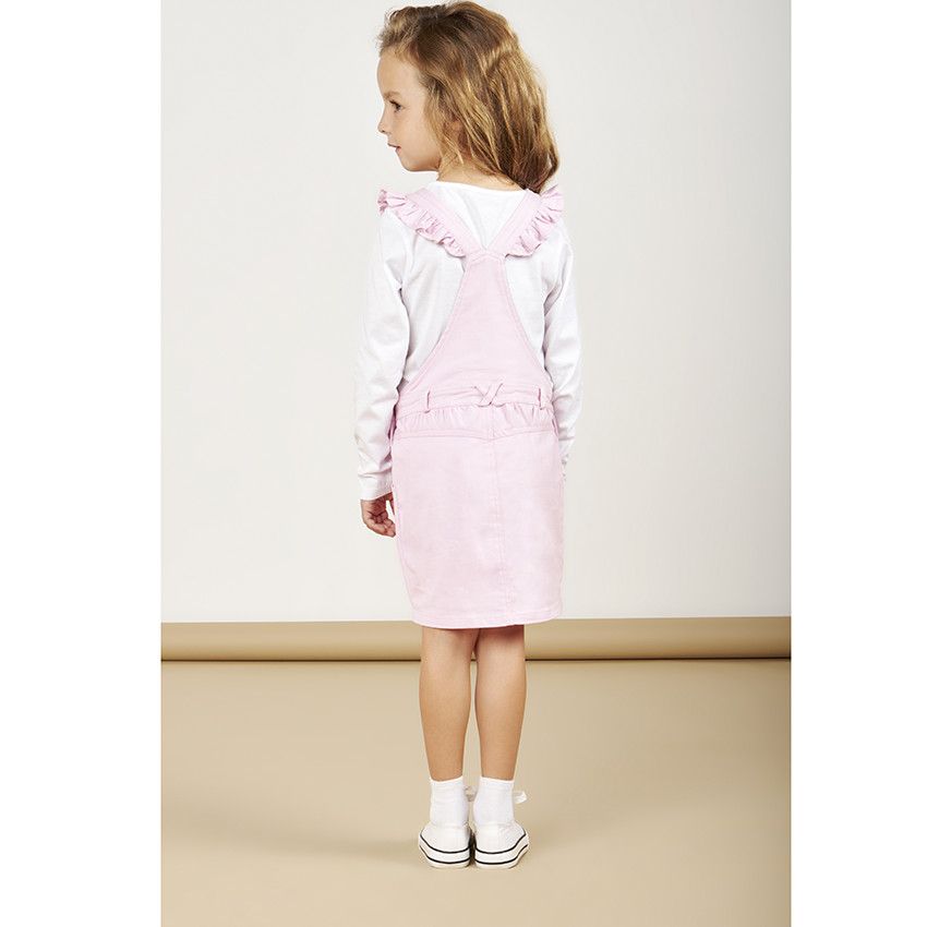 Robe salopette en twill patch Minnie Disney avec sequins pour fille - Lilas