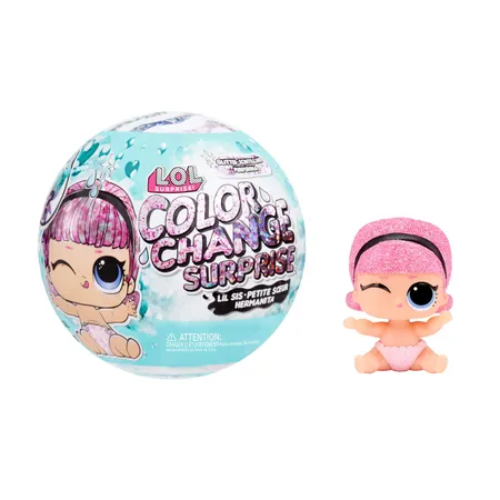 MGA Entertainment L.O.L. Surprise! Glitter Color Change Lil Sis with 5 Surprises, 1 Stück, sortiert