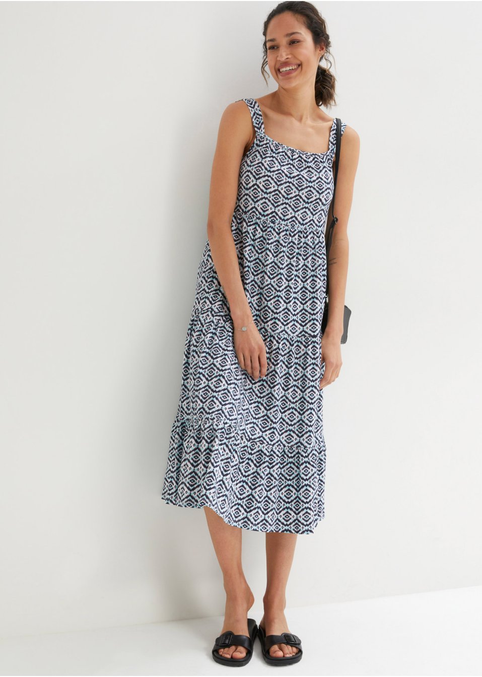 Robe midi en coton avec volants