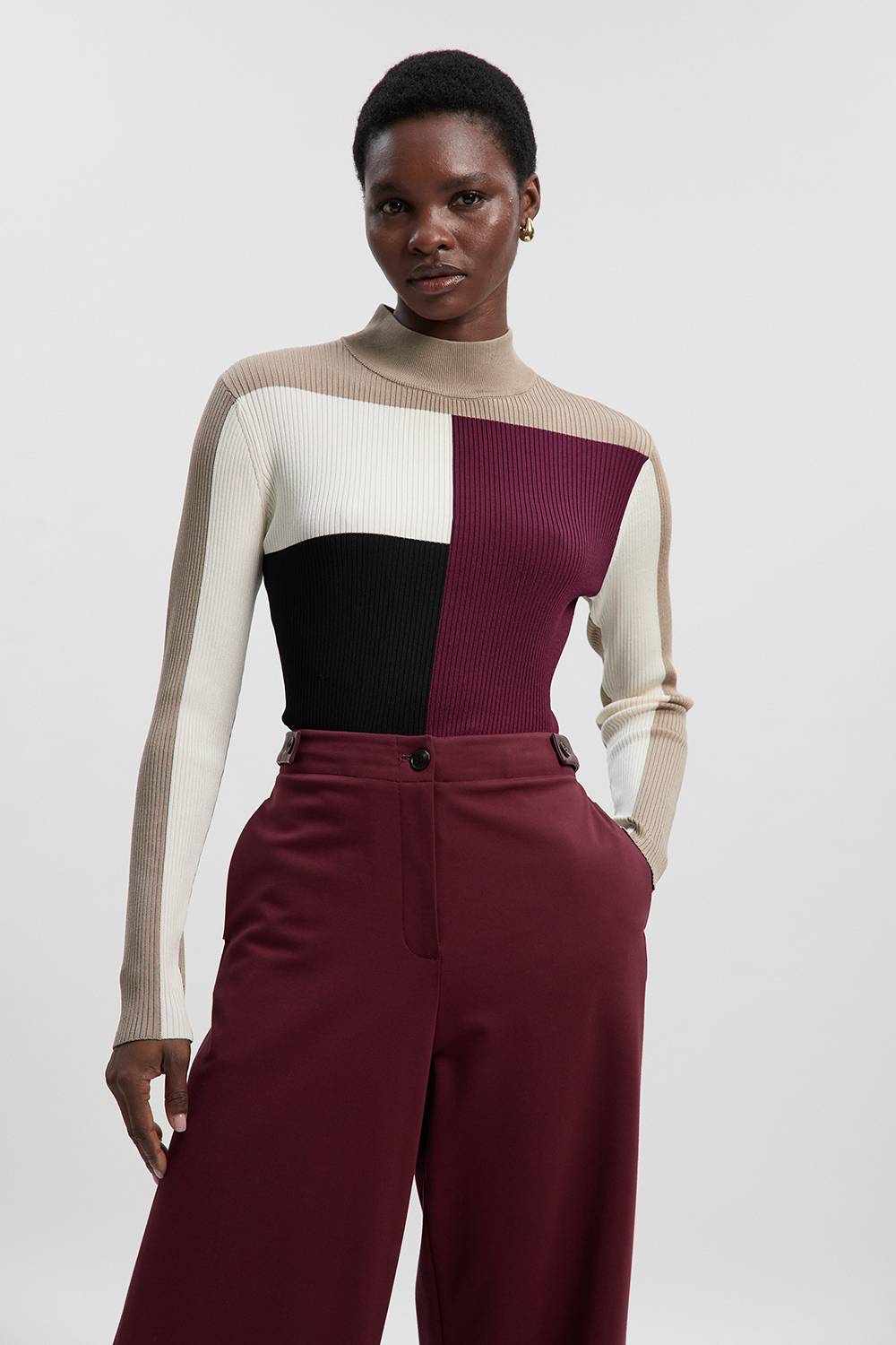 KarenMillen Top en maille côtelée à blocs de couleurs Slinky