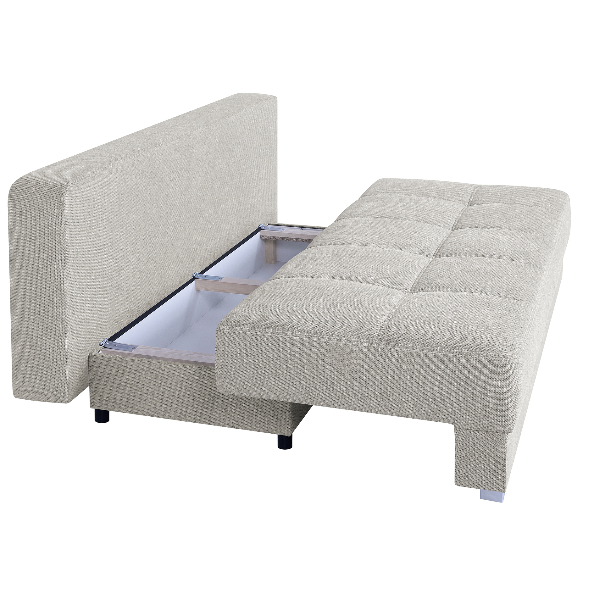 Schlafsofa - ivory - mit Staukasten - Dauerschläfer