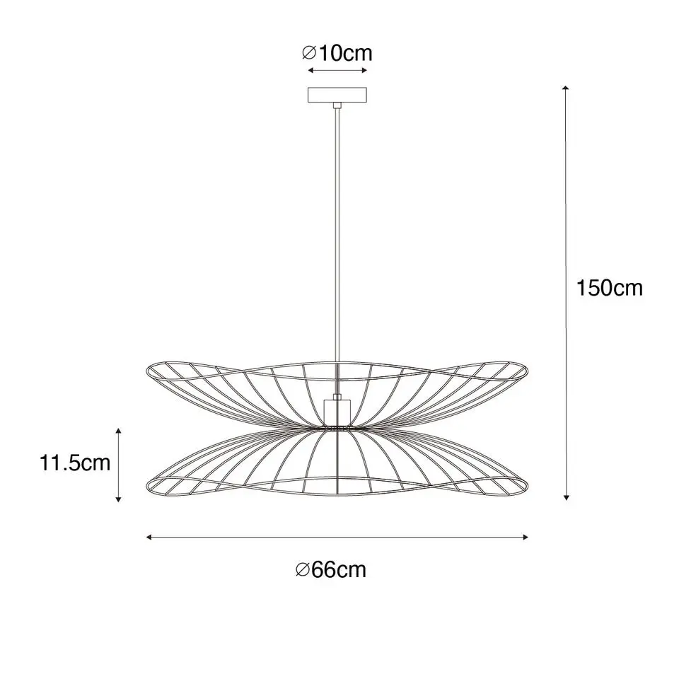 Qazqa hanglampen pua zwart e27