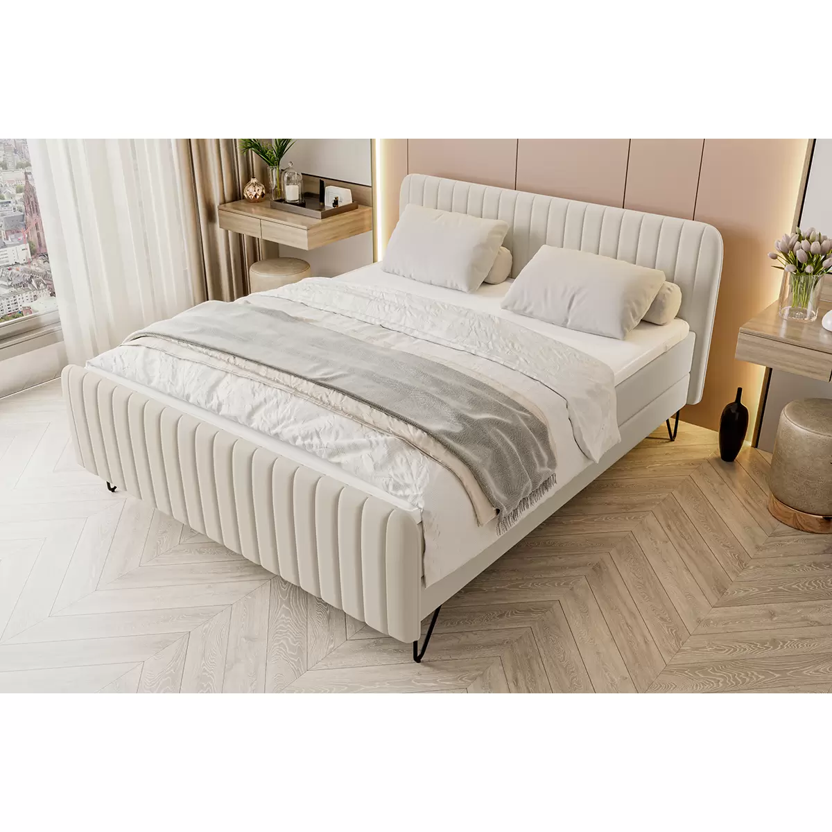 Boxspringbett Lucian 180x200 Beige