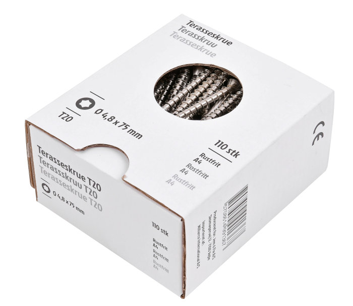 Terrasseskrue 4,8 x 75 mm - 110 stk.