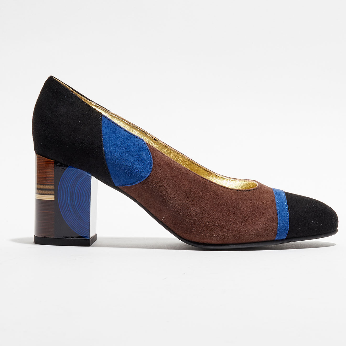 Azurée Cannes Escarpins en Cuir Radori marron/noir/bleu marine - Talon 6 cm