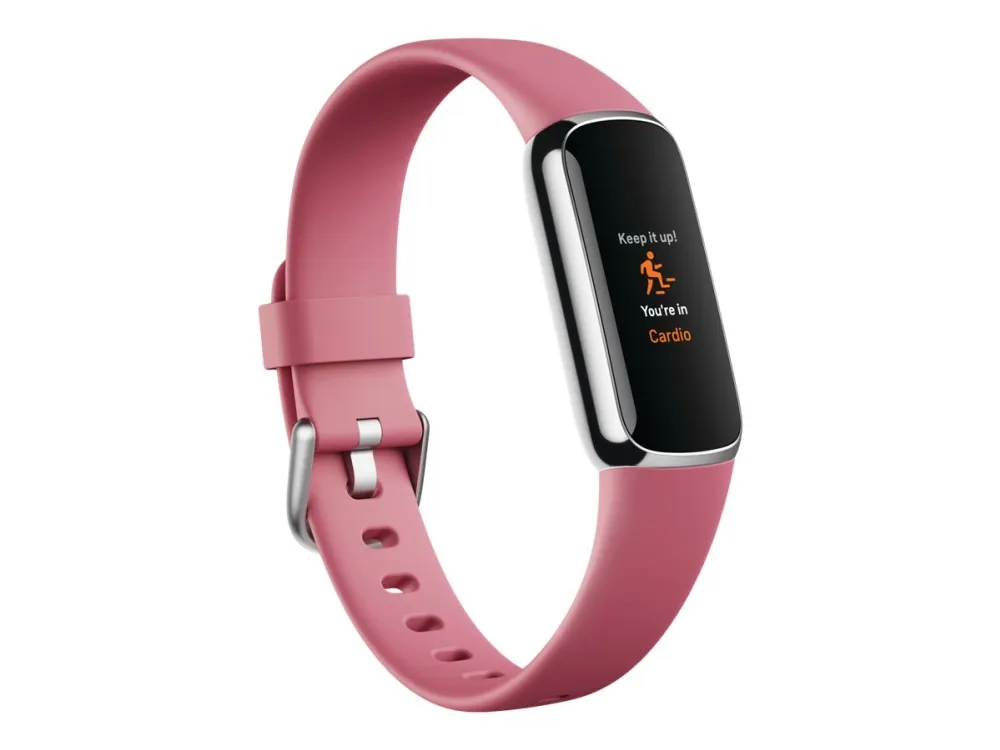 Fitbit Luxe - Platin - aktivitetssporer med bånd - silikone - orkide - båndstørrelse: S/L - Bluetooth