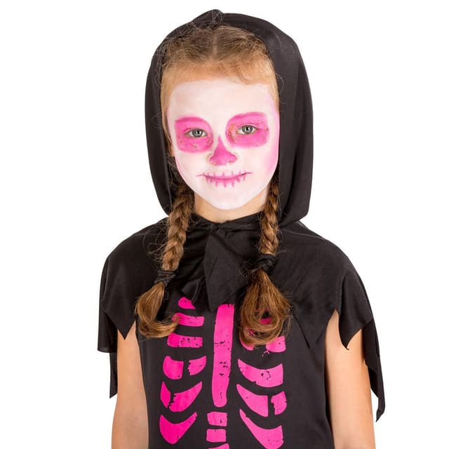 Skeletkostume med skørt og hætte