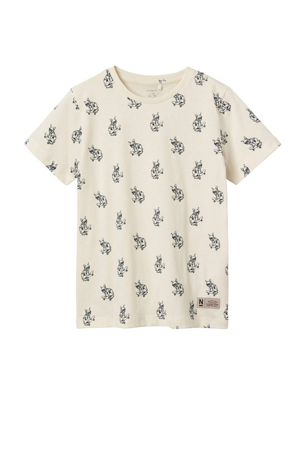 NAME IT T-shirt NKMDOMAT met all over print ecru/donkerblauw